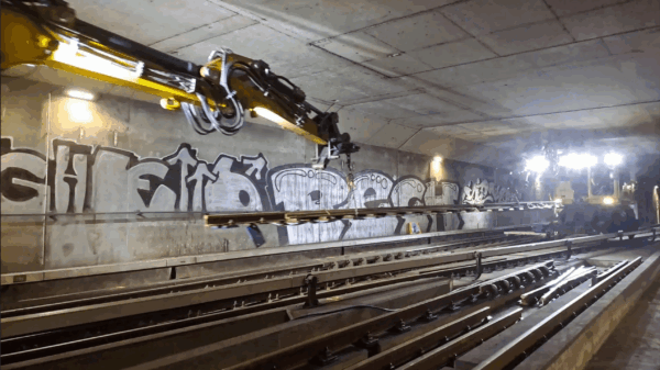 Spoorwerk in metrotunnel Rotterdam