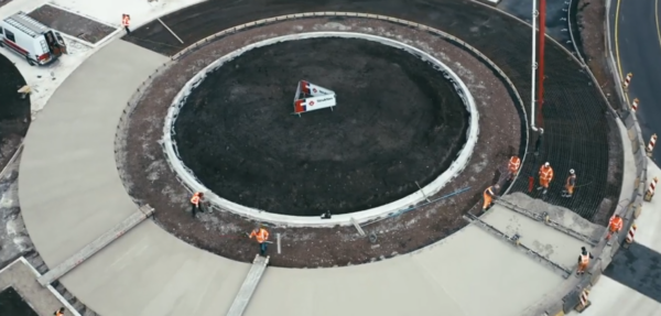 aanleg rotonde van beton